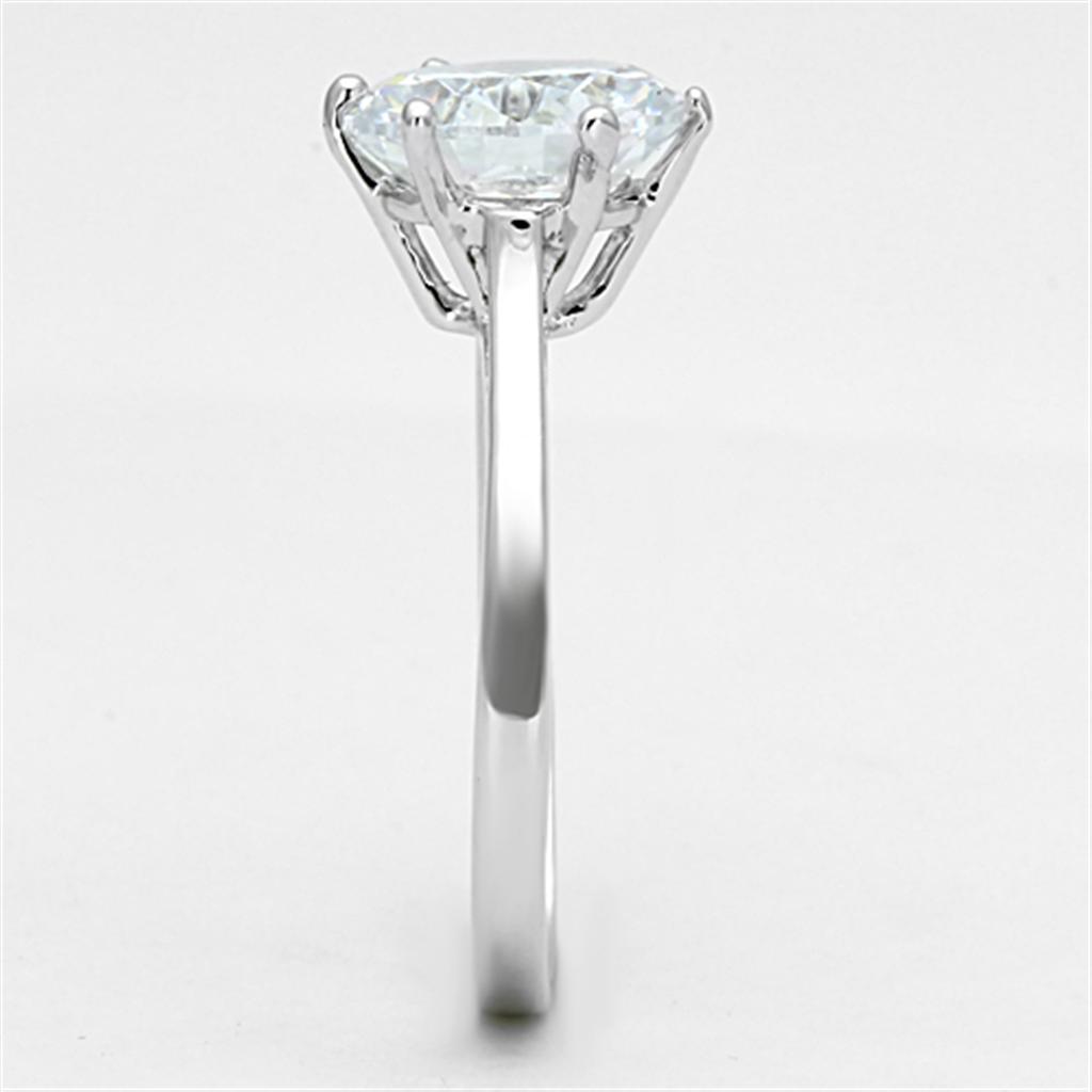 Rhodium Brass Ring with AAA Grade CZ  in Clear