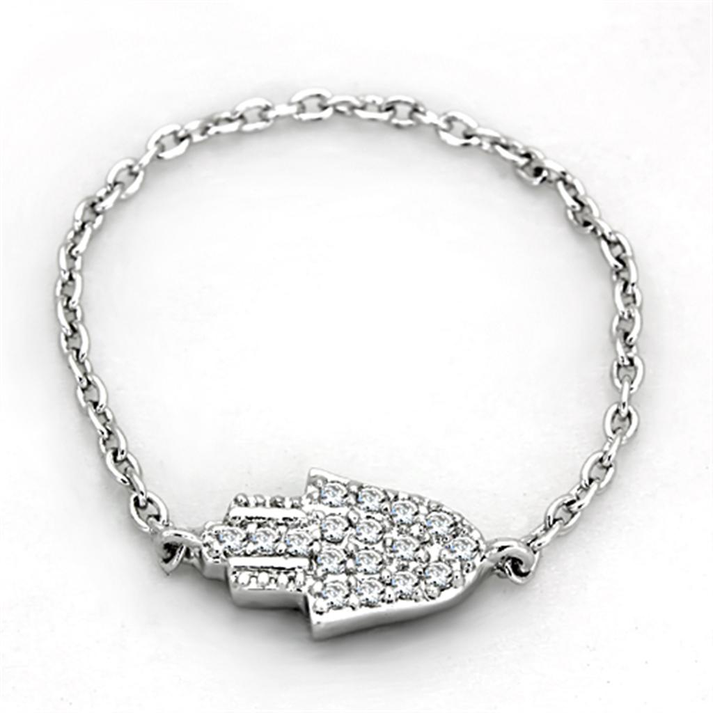 Rhodium Brass Ring with AAA Grade CZ  in Clear