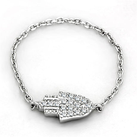 Rhodium Brass Ring with AAA Grade CZ  in Clear