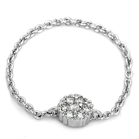 Rhodium Brass Ring with AAA Grade CZ  in Clear