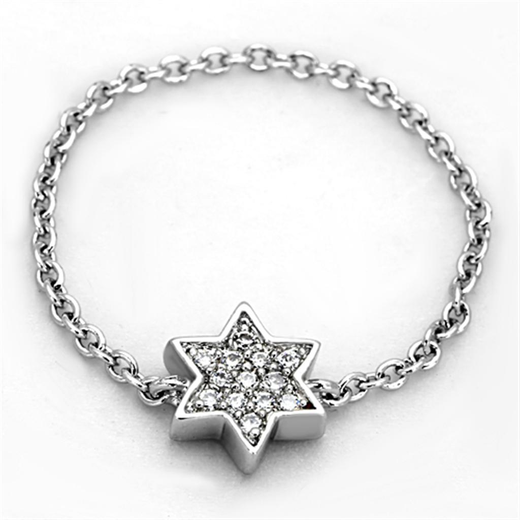 Rhodium Brass Ring with AAA Grade CZ  in Clear