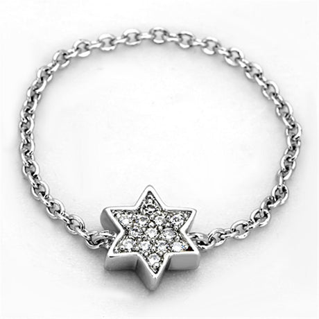Rhodium Brass Ring with AAA Grade CZ  in Clear