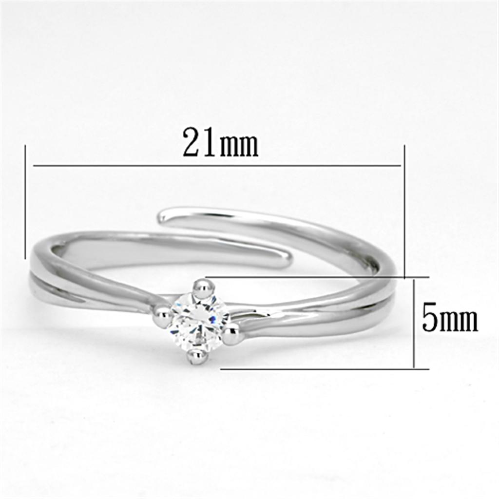 Rhodium Brass Ring with AAA Grade CZ  in Clear