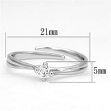 Rhodium Brass Ring with AAA Grade CZ  in Clear