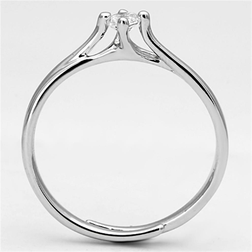 Rhodium Brass Ring with AAA Grade CZ  in Clear