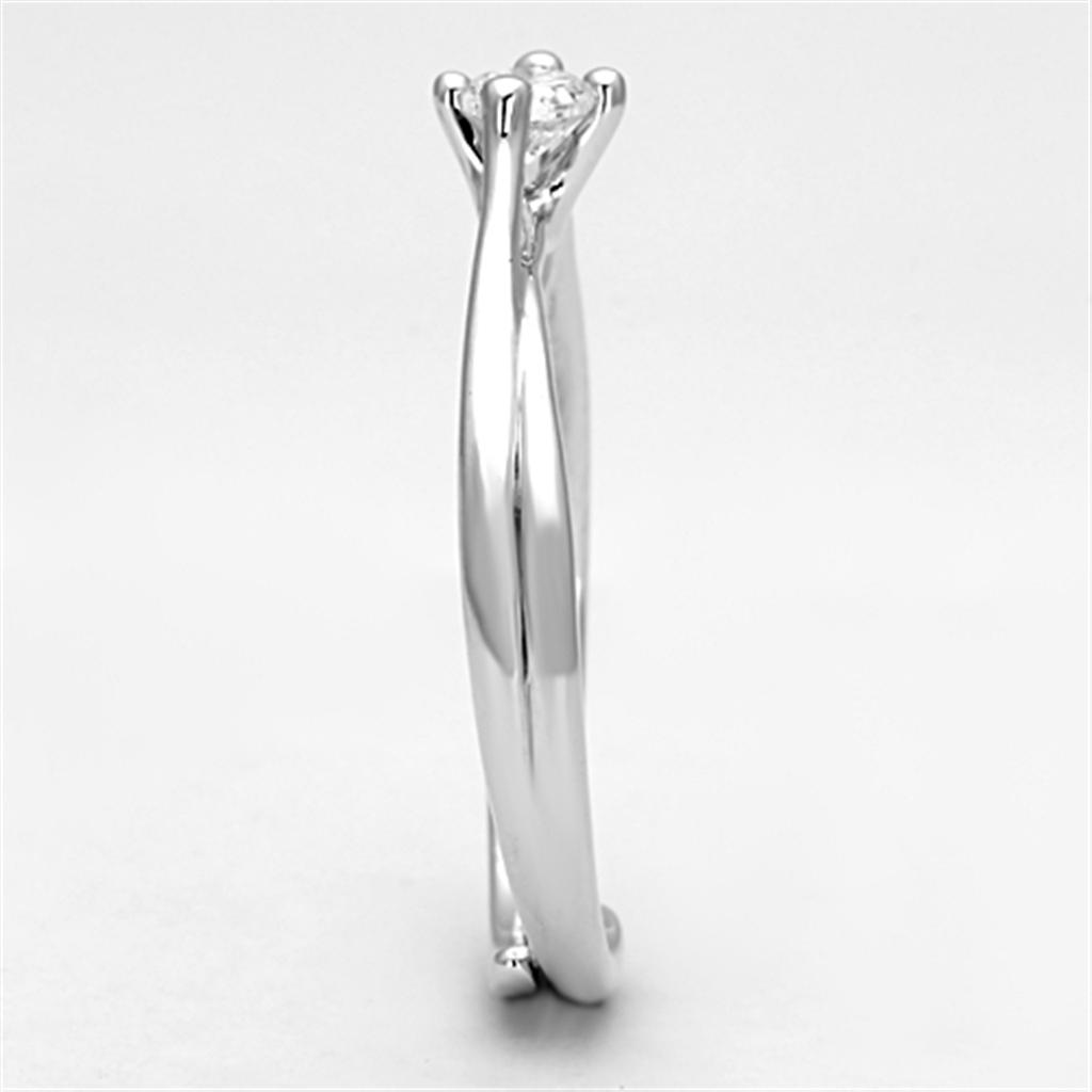 Rhodium Brass Ring with AAA Grade CZ  in Clear