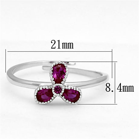 Rhodium Brass Ring with Synthetic Corundum in Ruby