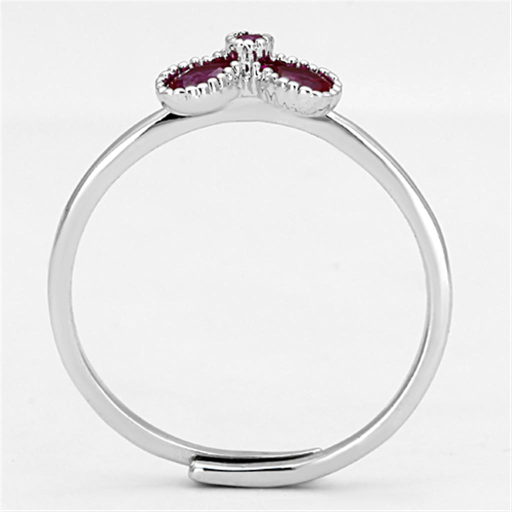 Rhodium Brass Ring with Synthetic Corundum in Ruby