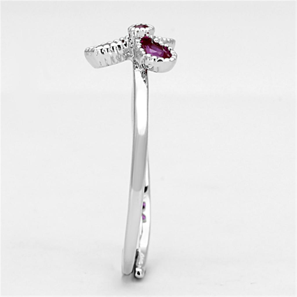 Rhodium Brass Ring with Synthetic Corundum in Ruby