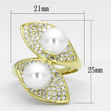 Gold Brass Ring with Synthetic Pearl in White