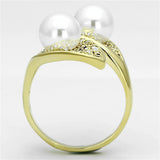 Gold Brass Ring with Synthetic Pearl in White