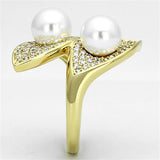 Gold Brass Ring with Synthetic Pearl in White
