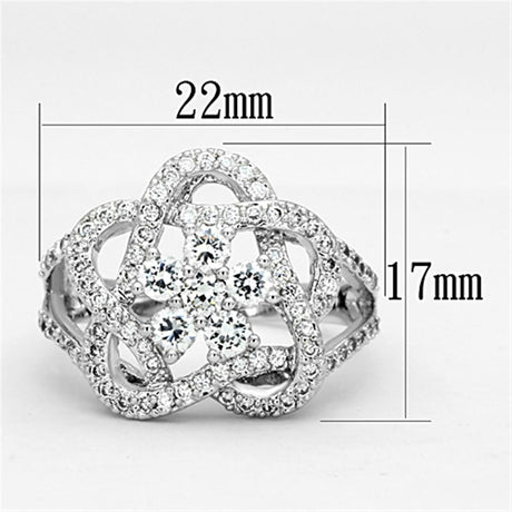Rhodium Brass Ring with AAA Grade CZ  in Clear
