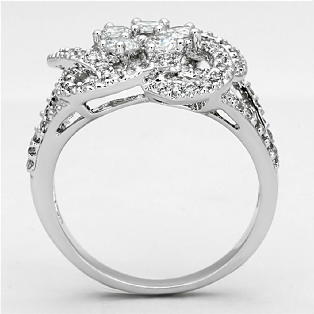 Rhodium Brass Ring with AAA Grade CZ  in Clear