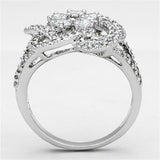 Rhodium Brass Ring with AAA Grade CZ  in Clear
