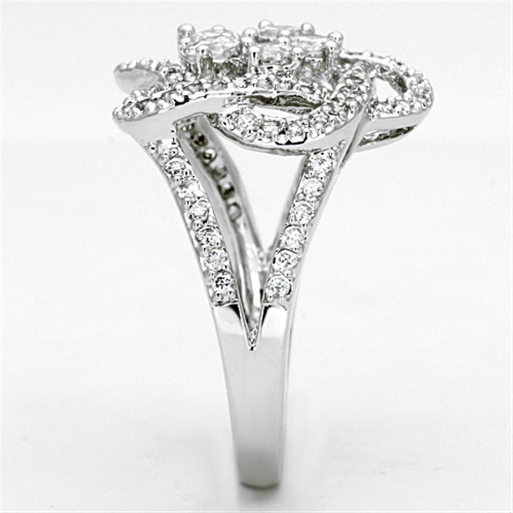 Rhodium Brass Ring with AAA Grade CZ  in Clear