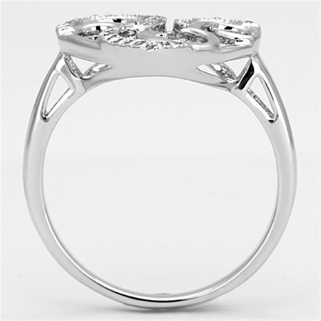 Rhodium Brass Ring with AAA Grade CZ  in Clear