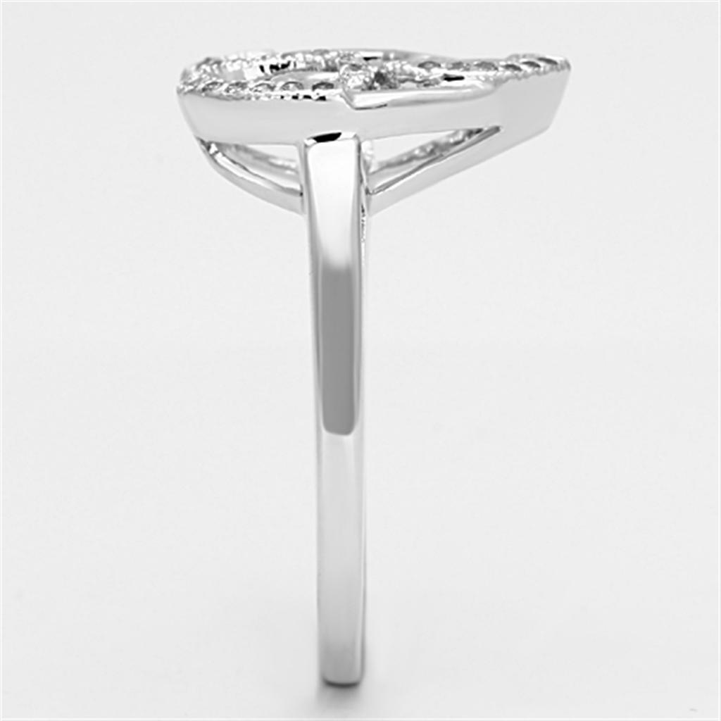 Rhodium Brass Ring with AAA Grade CZ  in Clear