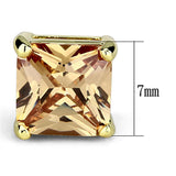Gold Brass Earrings with AAA Grade CZ  in Champagne