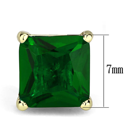 Gold Brass Earrings with Synthetic Synthetic Glass in Emerald