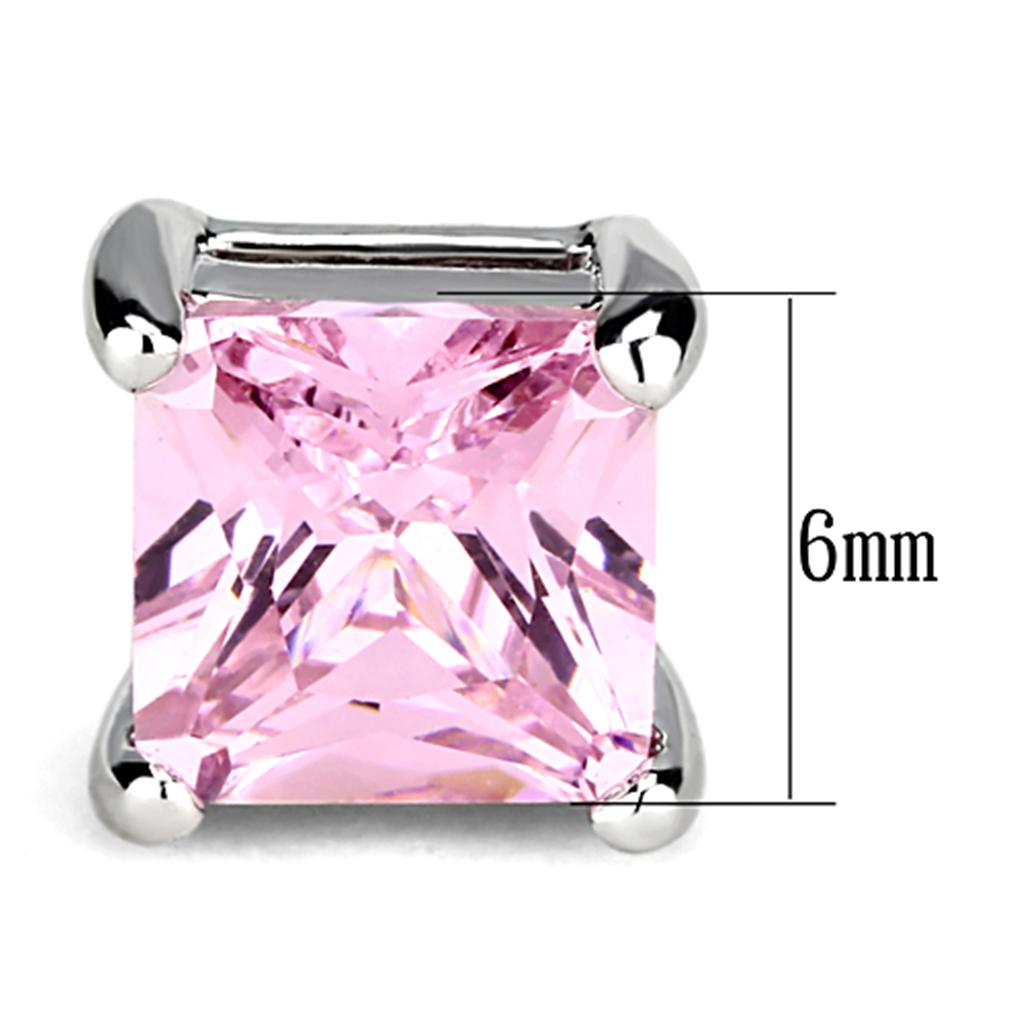 Rhodium Brass Earrings with AAA Grade CZ  in Rose