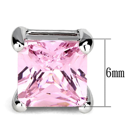 Rhodium Brass Earrings with AAA Grade CZ  in Rose