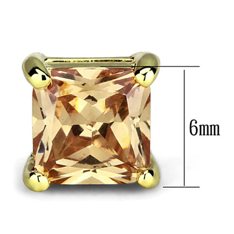 Gold Brass Earrings with AAA Grade CZ  in Champagne