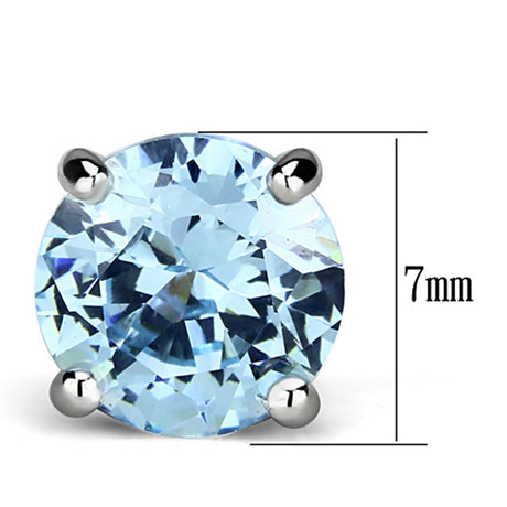 Rhodium Brass Earrings with AAA Grade CZ  in Sea Blue