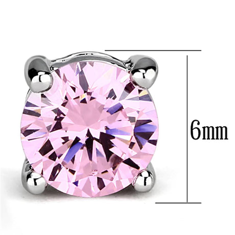 Rhodium Brass Earrings with AAA Grade CZ  in Rose