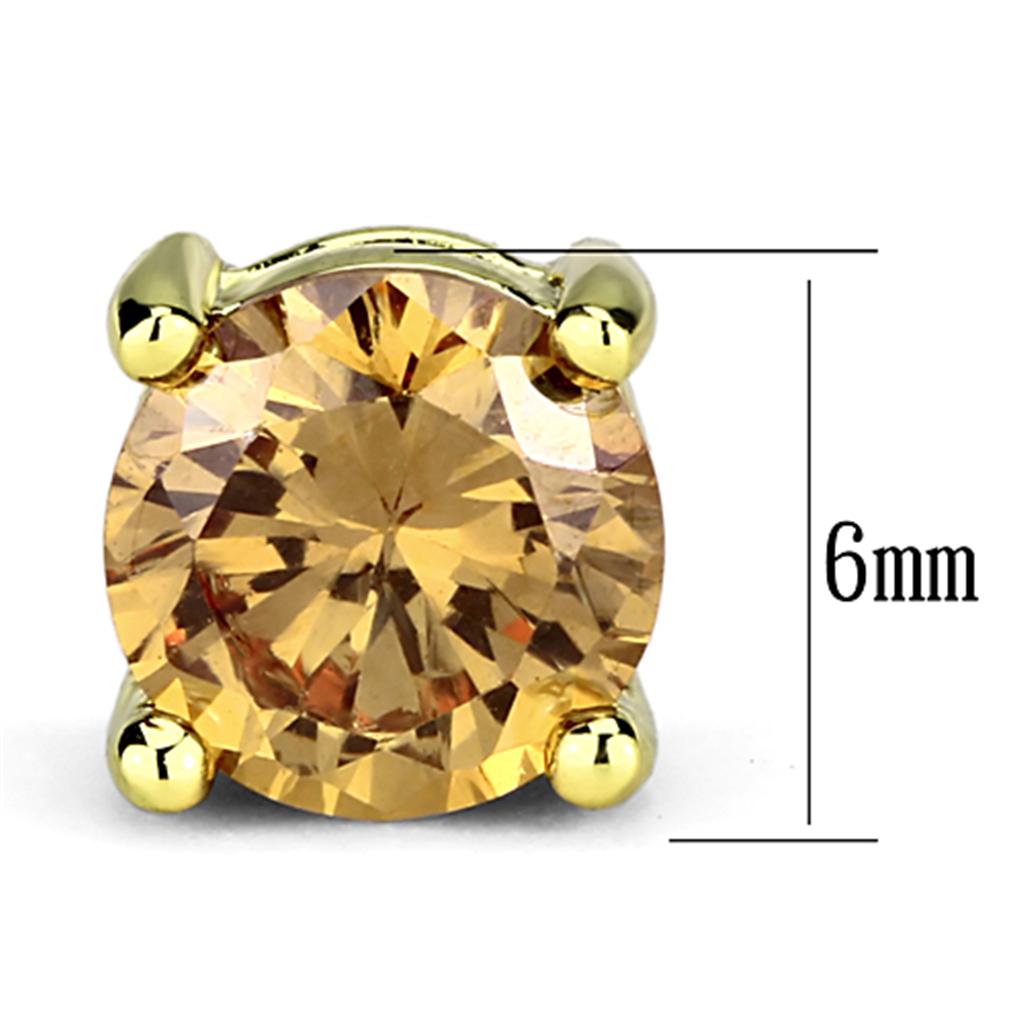 Gold Brass Earrings with AAA Grade CZ  in Champagne