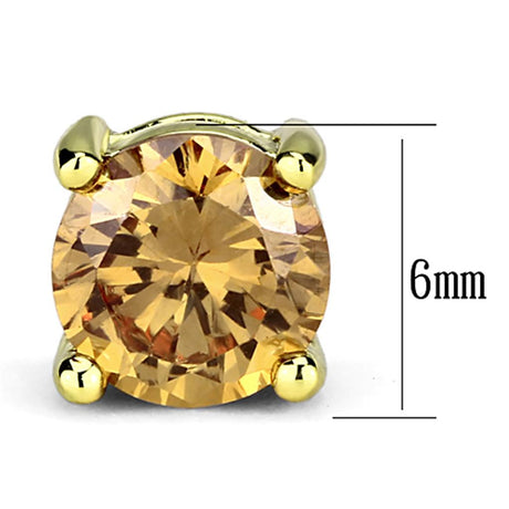 Gold Brass Earrings with AAA Grade CZ  in Champagne