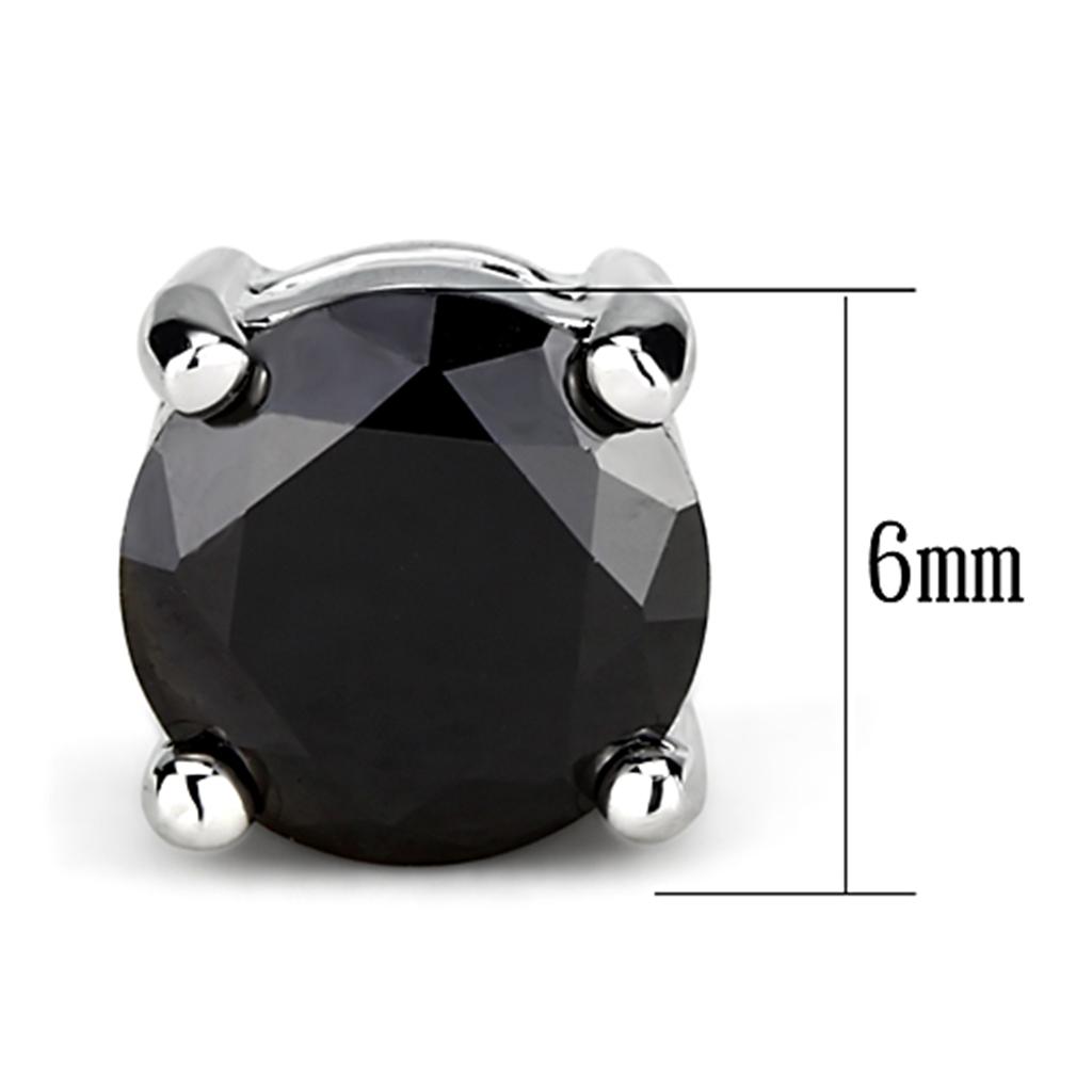 Rhodium Brass Earrings with AAA Grade CZ  in Black Diamond