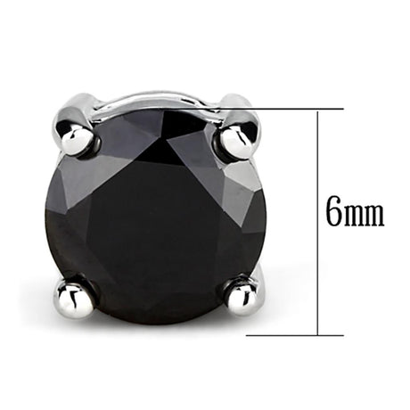 Rhodium Brass Earrings with AAA Grade CZ  in Black Diamond
