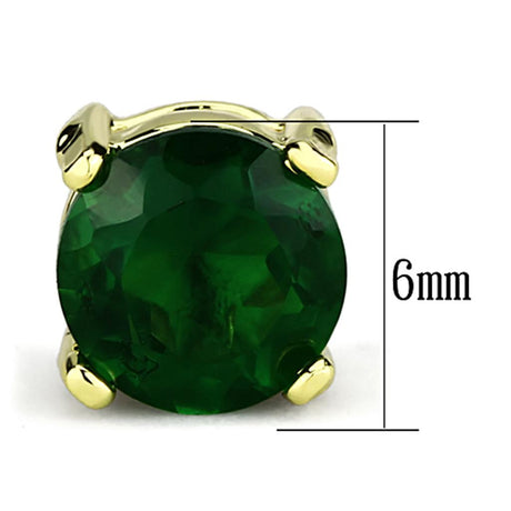 Gold Brass Earrings with Synthetic Synthetic Glass in Emerald