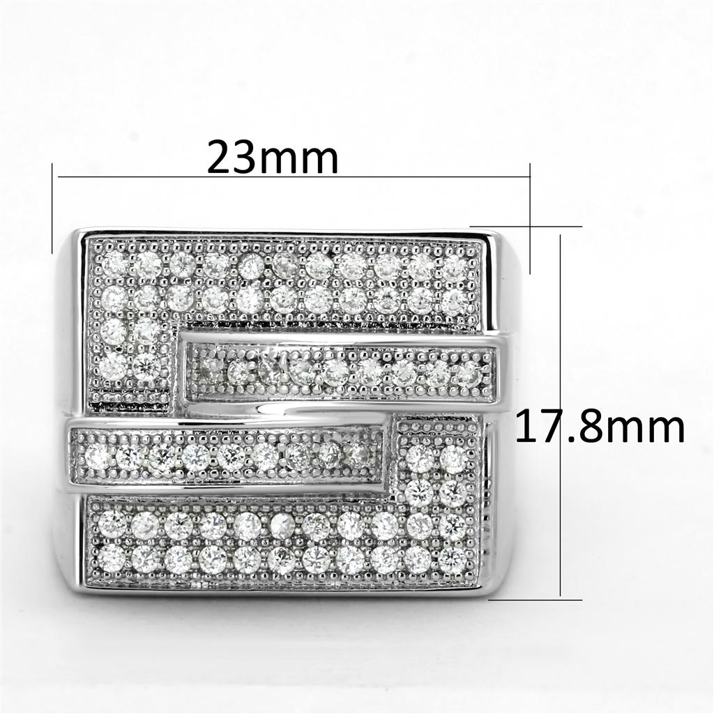 Rhodium Brass Ring with AAA Grade CZ  in Clear