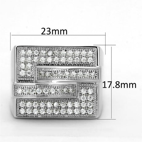 Rhodium Brass Ring with AAA Grade CZ  in Clear