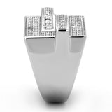 Rhodium Brass Ring with AAA Grade CZ  in Clear