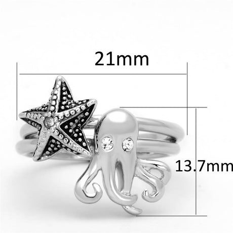 Rhodium Brass Ring with Top Grade Crystal  in Clear