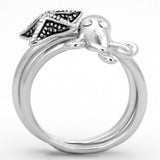 Rhodium Brass Ring with Top Grade Crystal  in Clear