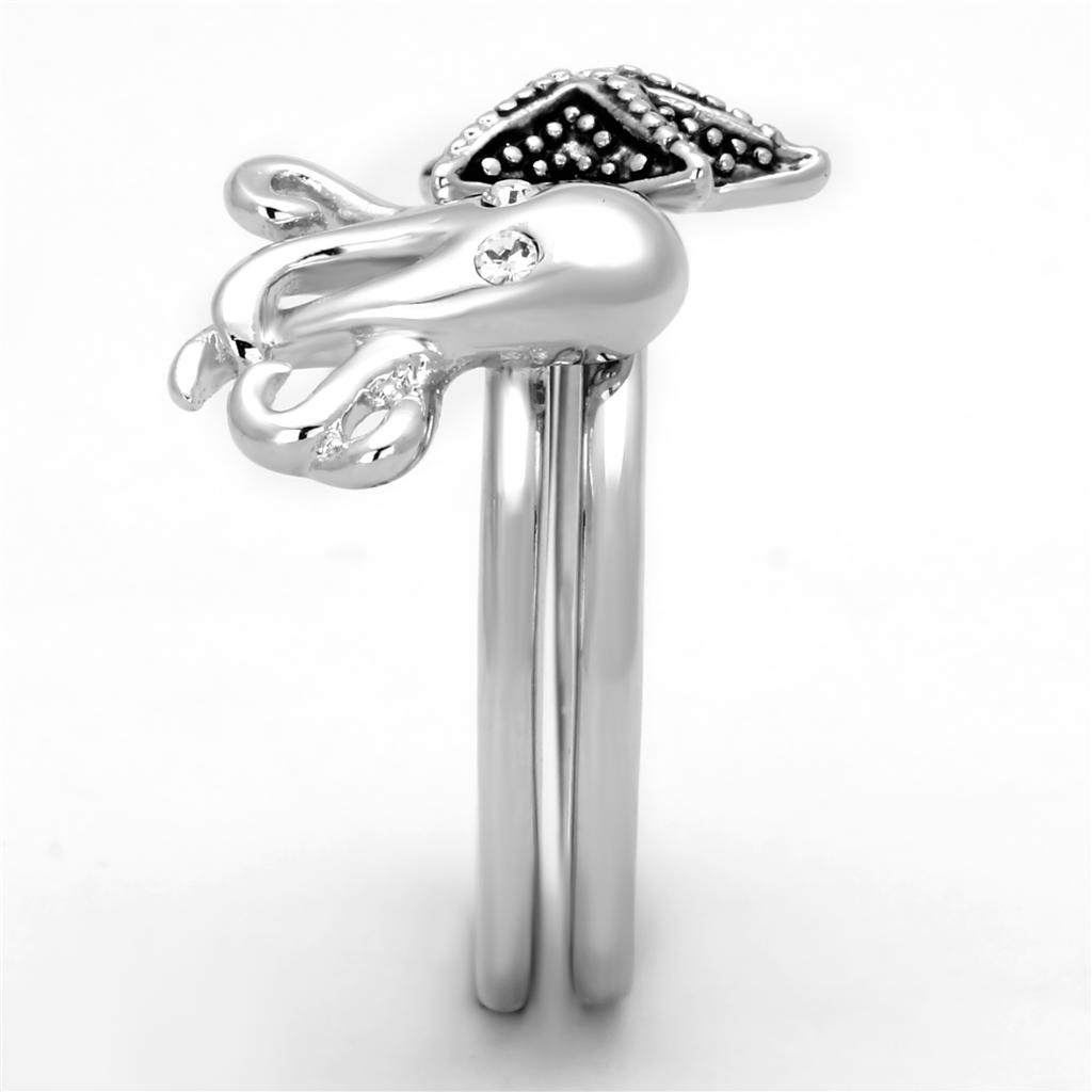 Rhodium Brass Ring with Top Grade Crystal  in Clear