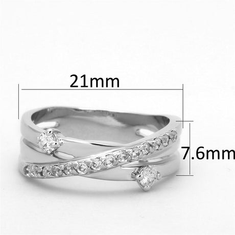 Rhodium Brass Ring with AAA Grade CZ  in Clear
