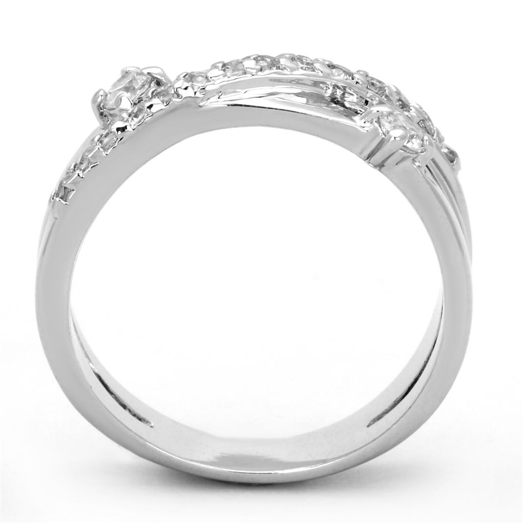 Rhodium Brass Ring with AAA Grade CZ  in Clear