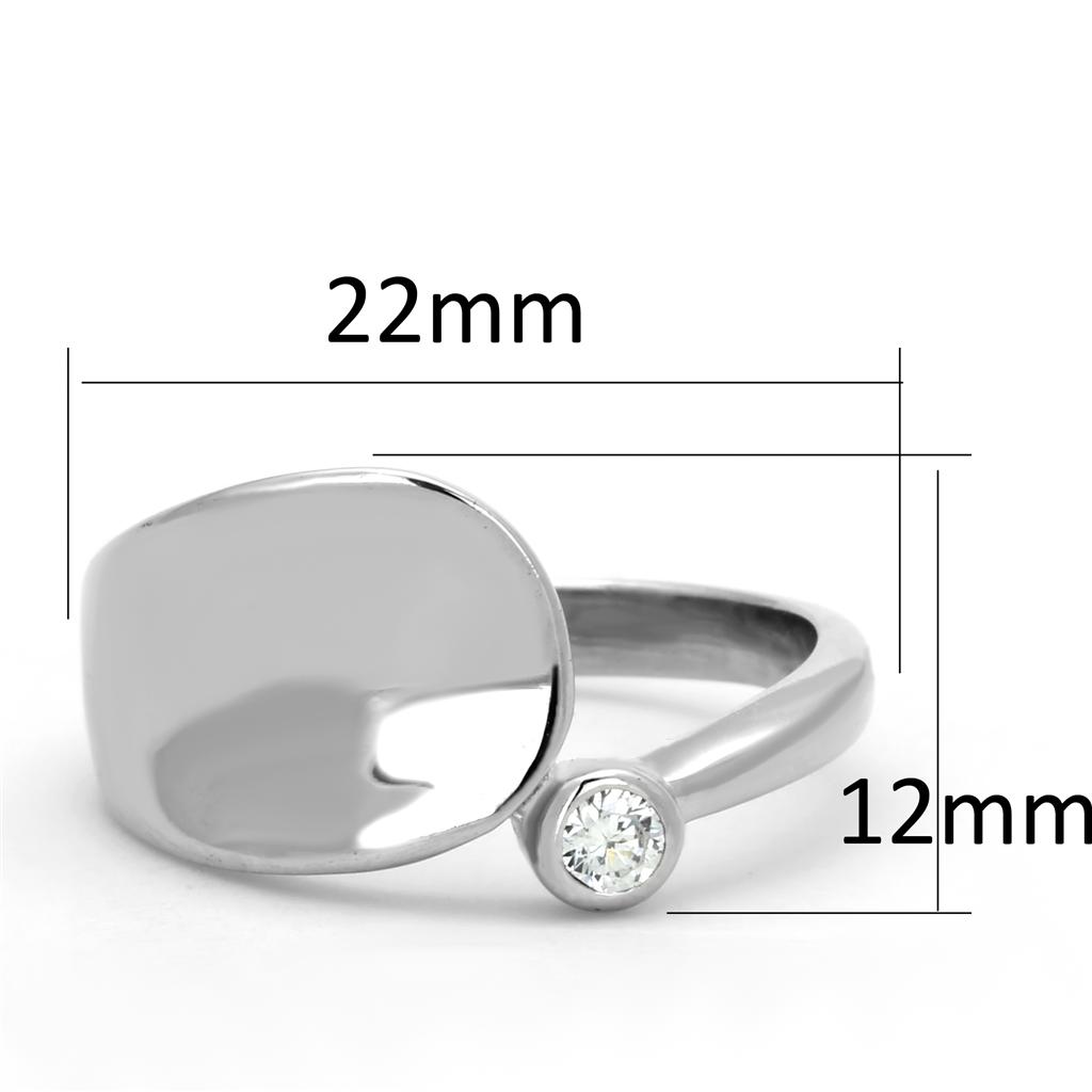 Rhodium Brass Ring with AAA Grade CZ  in Clear