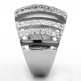 Rhodium + Ruthenium Brass Ring with AAA Grade CZ  in Clear