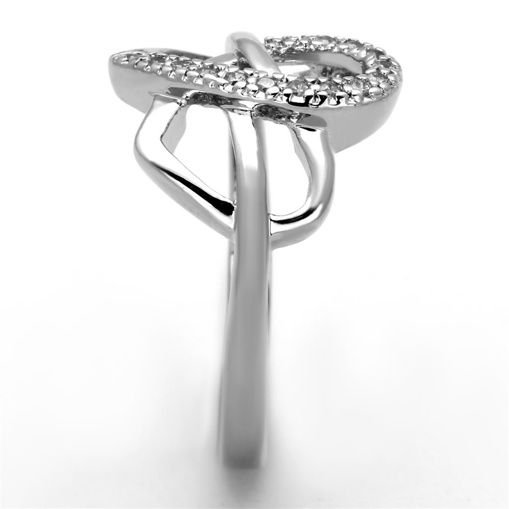Rhodium Brass Ring with AAA Grade CZ  in Clear