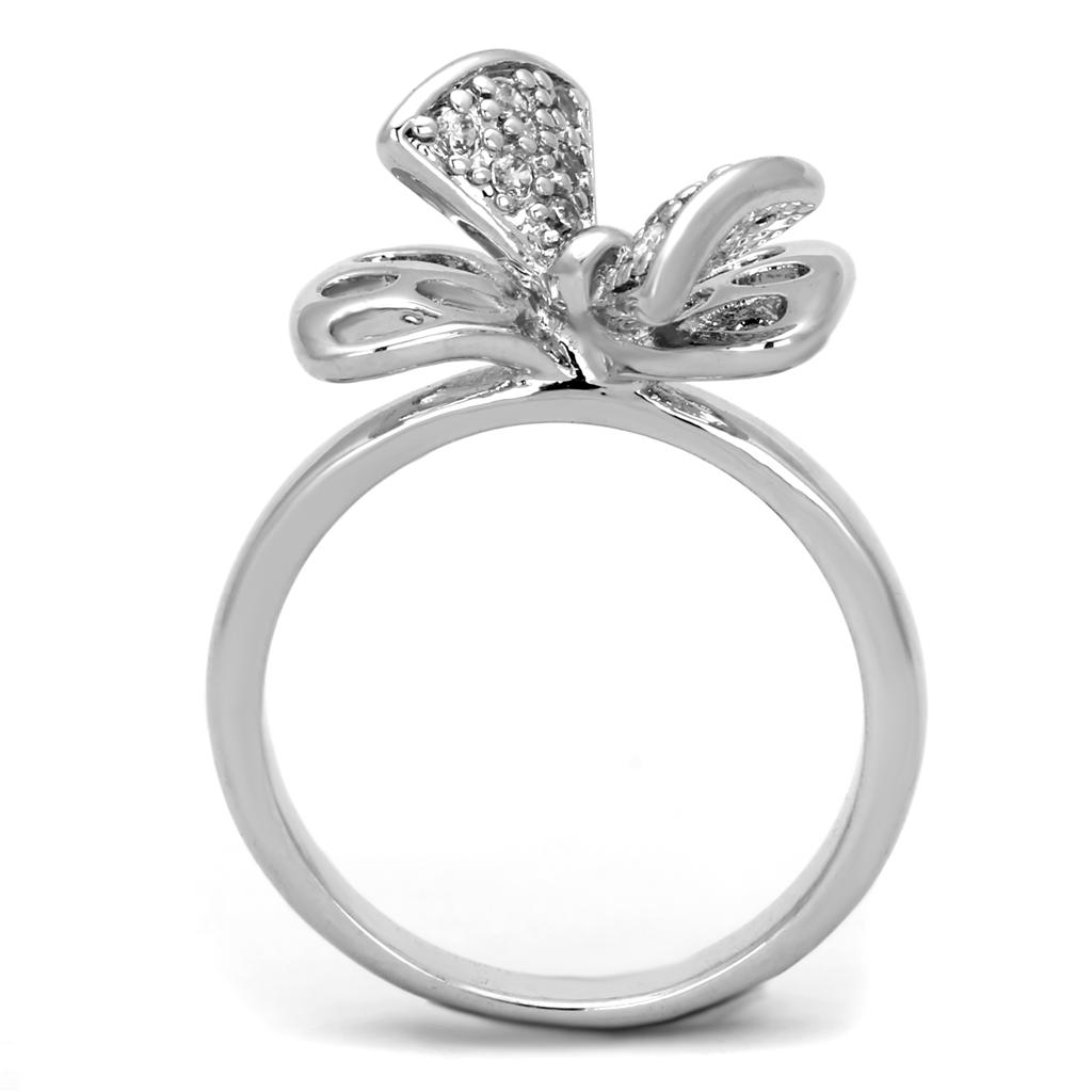 Rhodium Brass Ring with AAA Grade CZ  in Clear