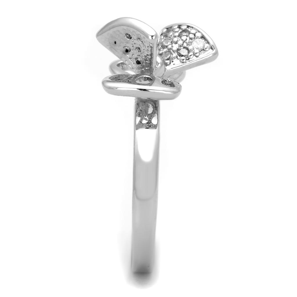 Rhodium Brass Ring with AAA Grade CZ  in Clear