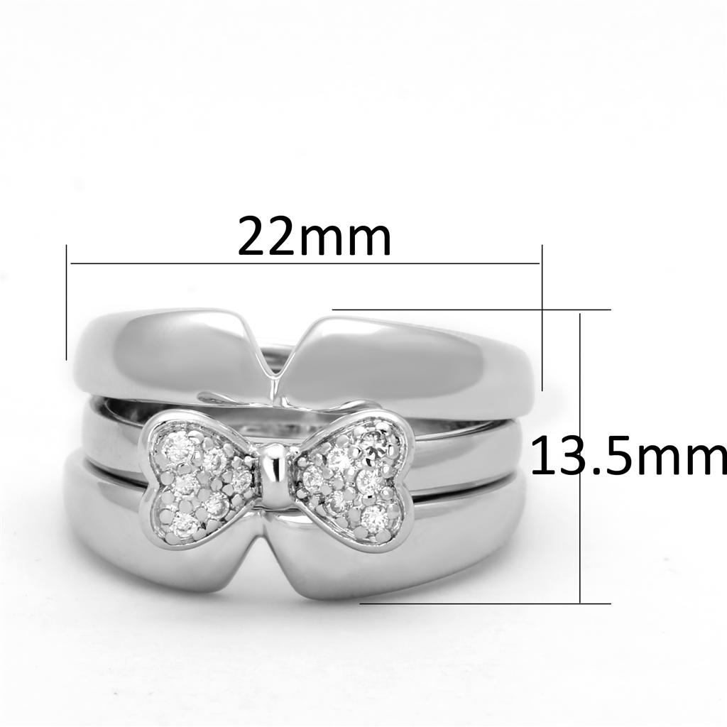 Rhodium Brass Ring with AAA Grade CZ  in Clear