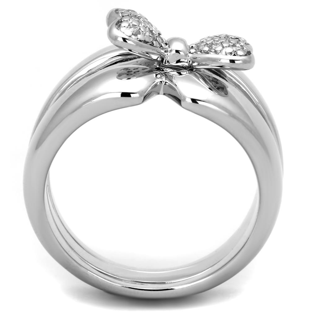 Rhodium Brass Ring with AAA Grade CZ  in Clear