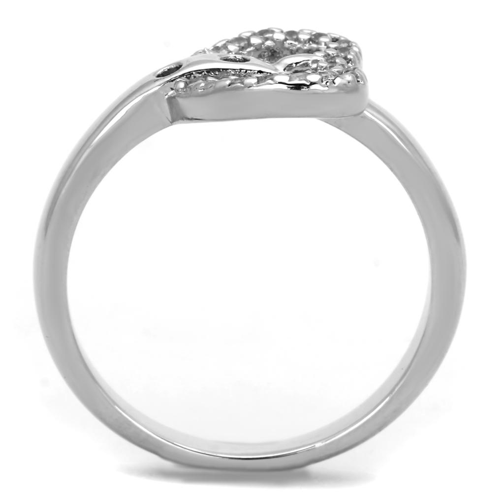Rhodium Brass Ring with AAA Grade CZ  in Clear